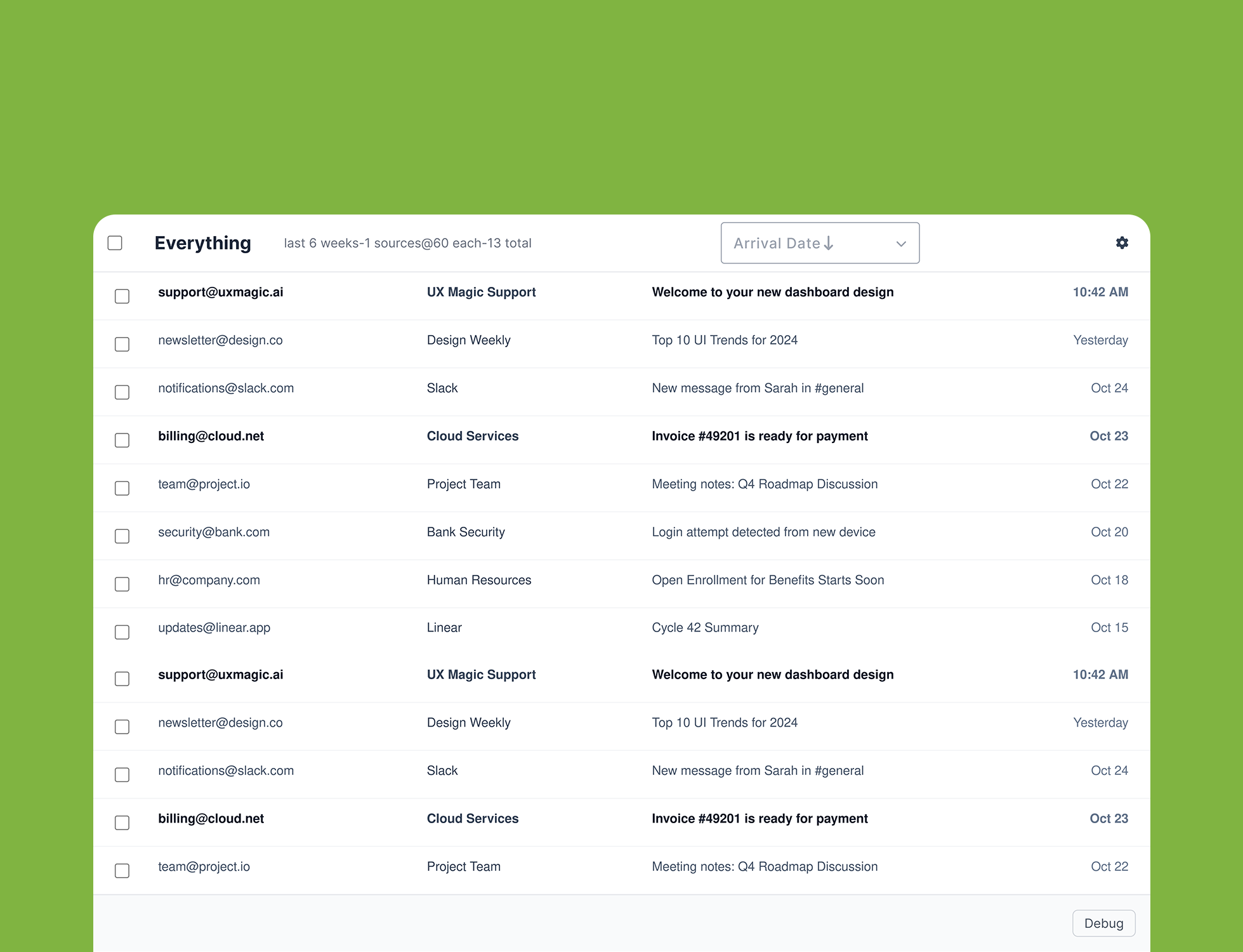 Cypht message list screenshot