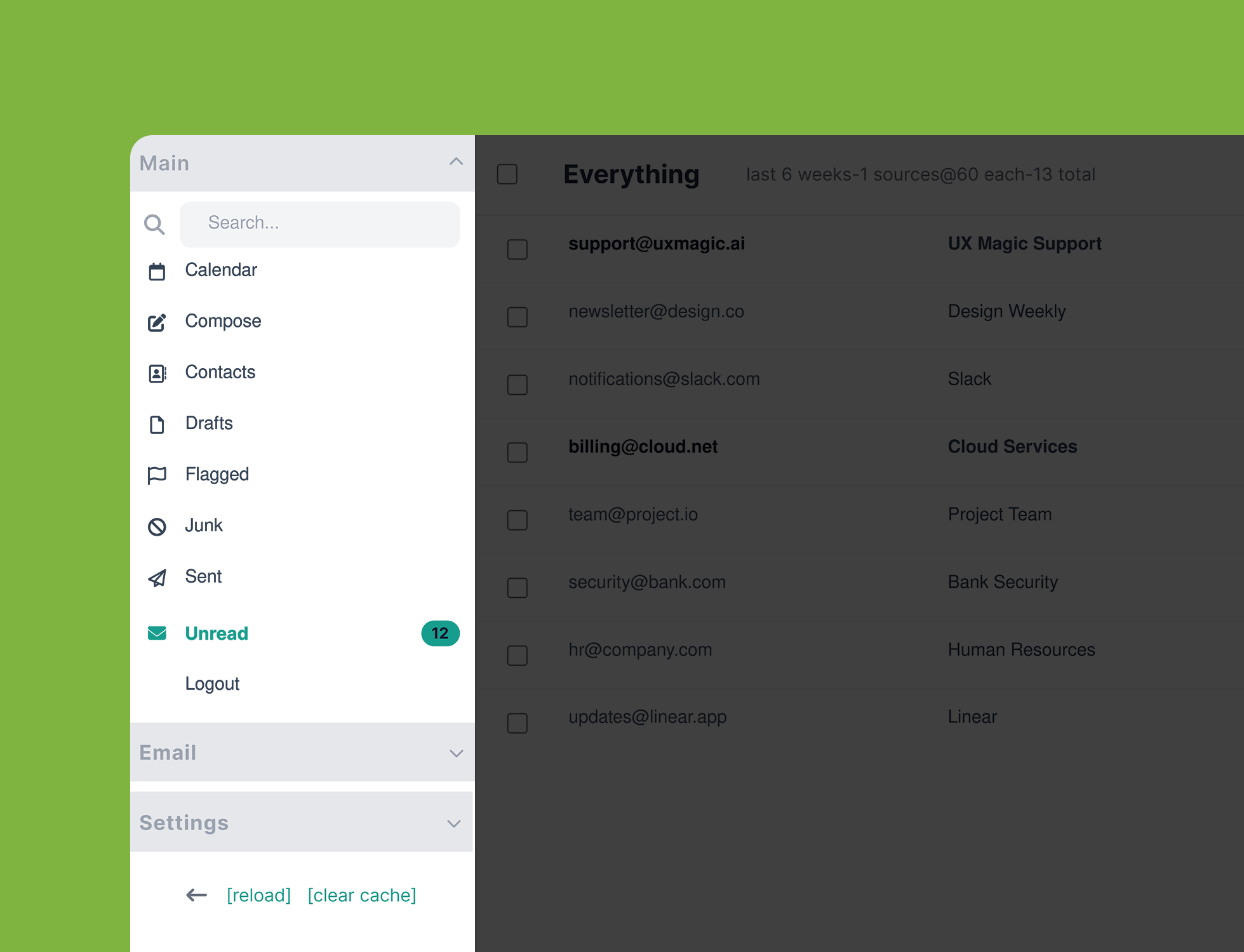 Cypht navigation panel screenshot