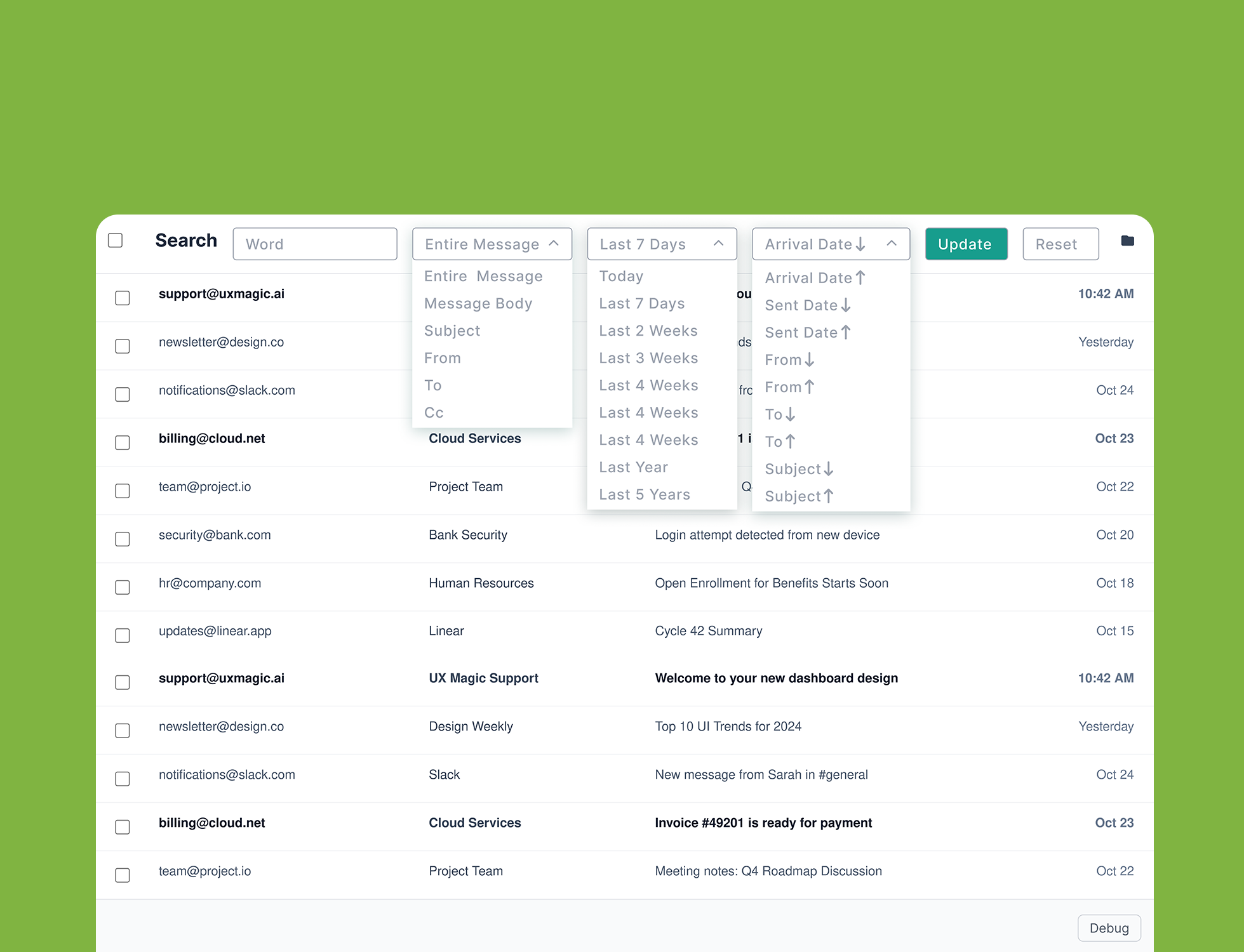 Cypht search interface screenshot